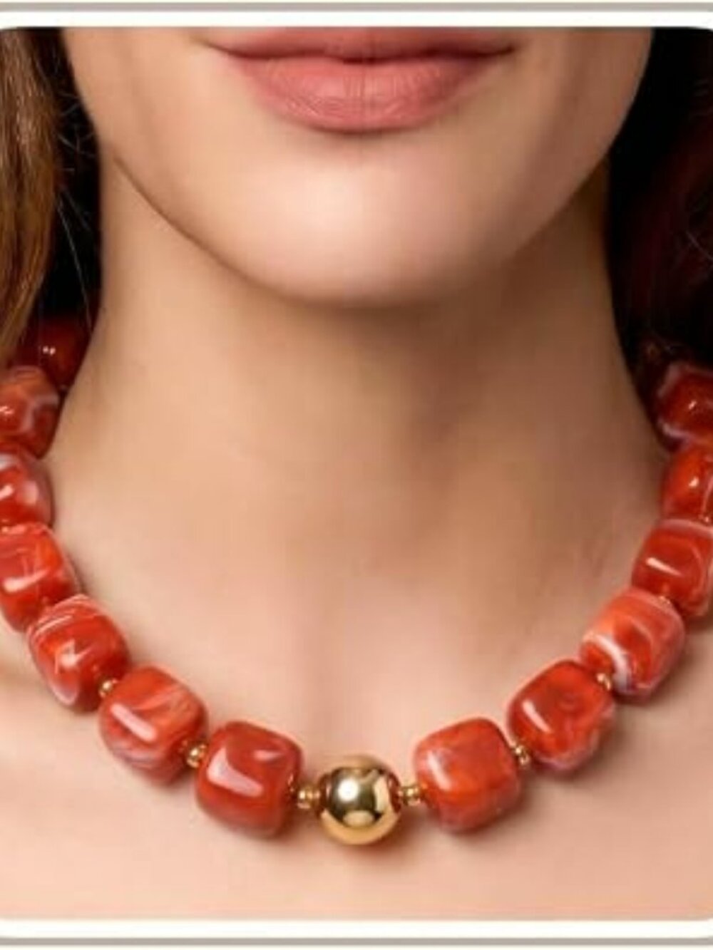 New Chunky Necklace Trendy Colorful Square Acrylic Resin Beads Statement Jewelry
